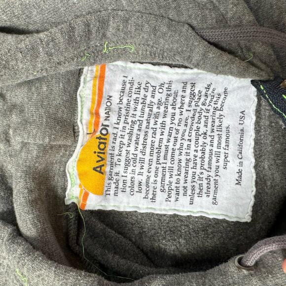 Aviator Nation Gray Hoodie with Multicolor Stripes - Picture 6 of 7